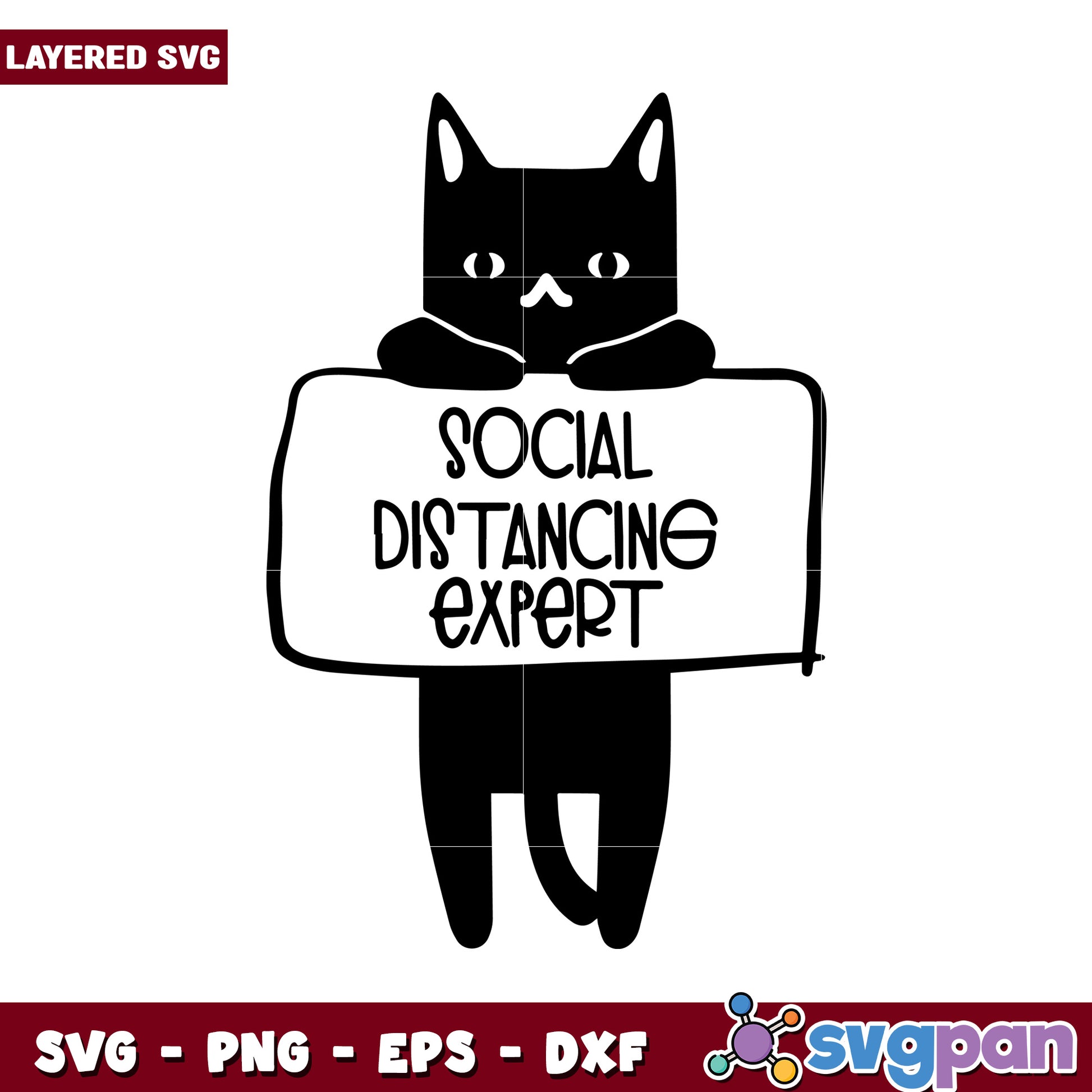 Social Distancing Expert Cat SVG, perfect for unique crafts and designs