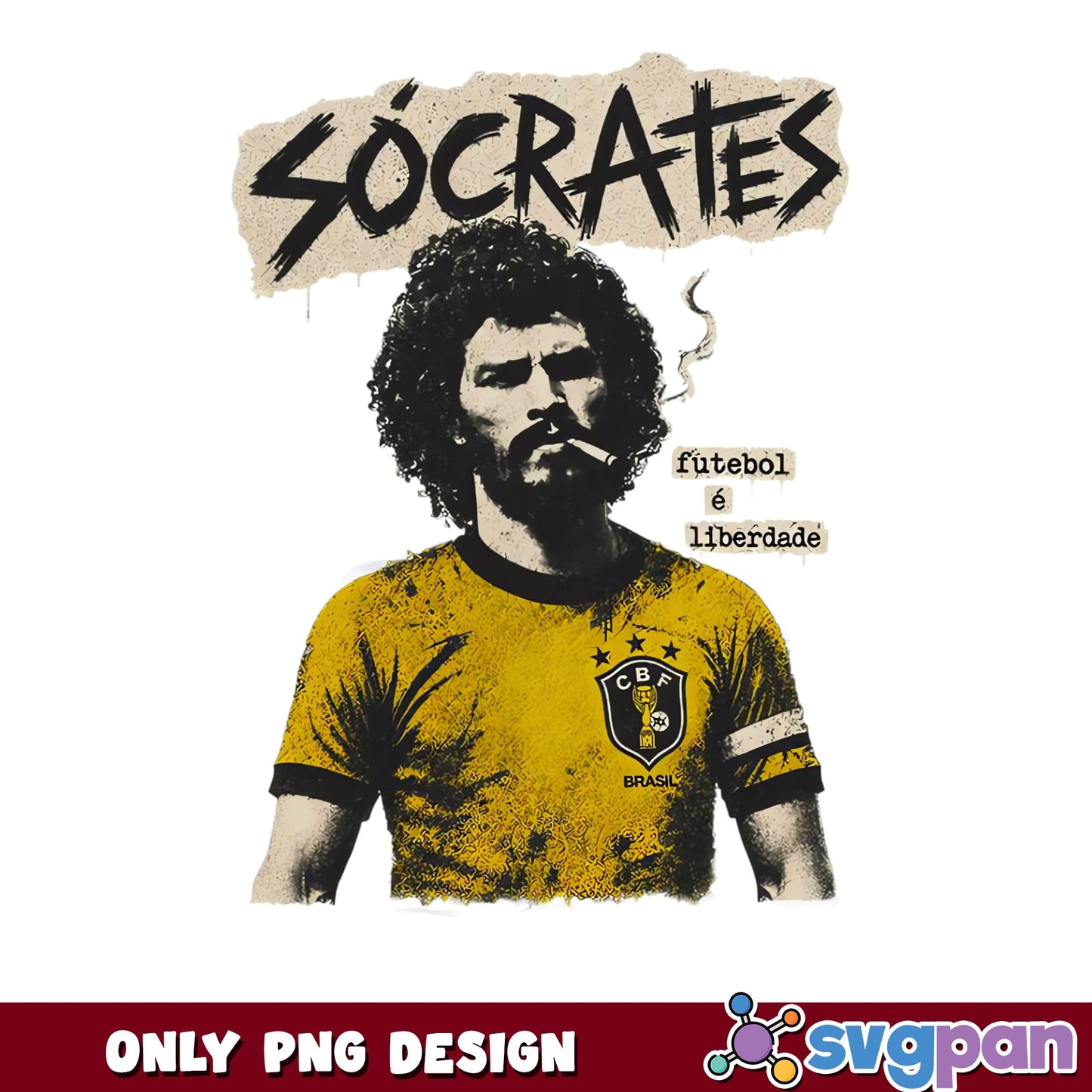 Socrates Brasil Soccer Legend PNG, Futebol E Liberdade PNG, Retro Brazil PNG