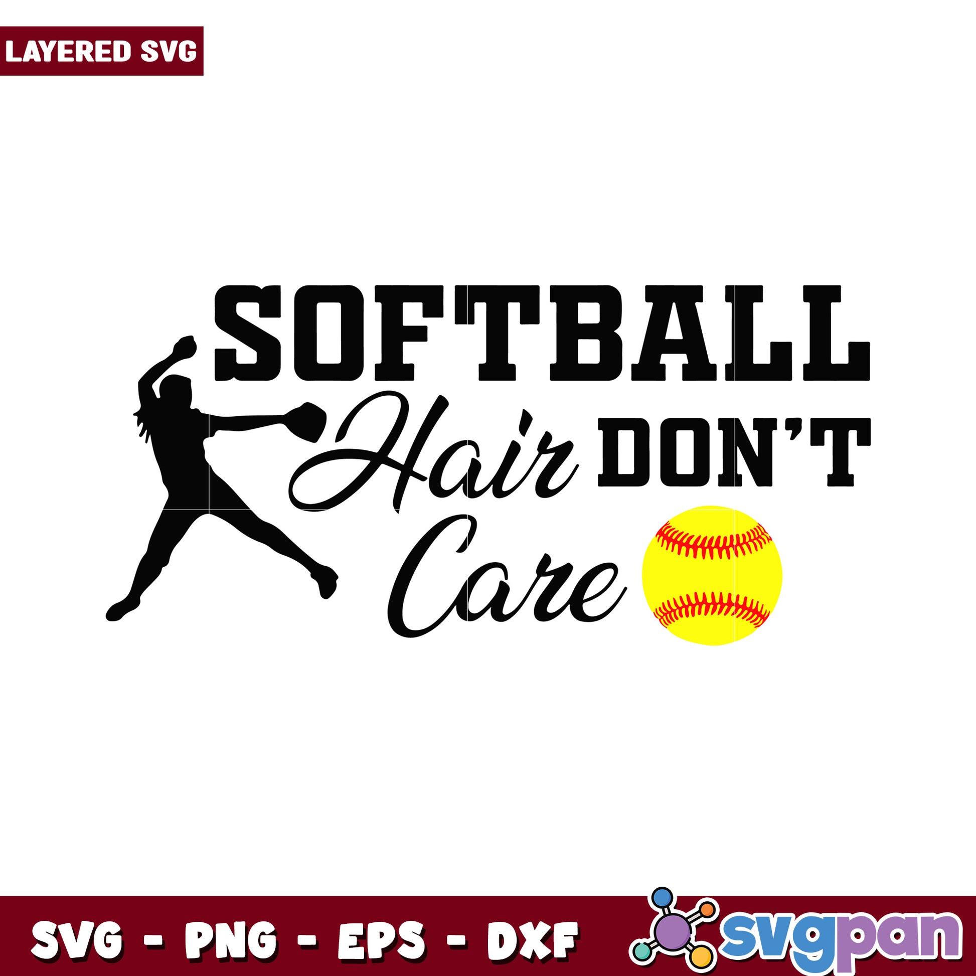 Softball Hair Don't Care SVG Design for Sport Lovers, Perfect for T-shirts