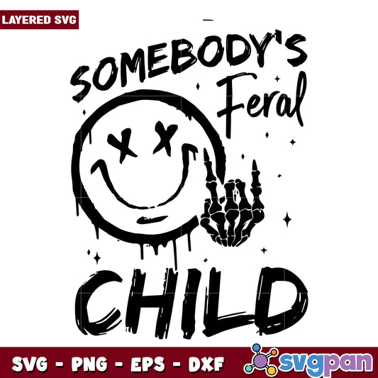 Somebodys feral child svg, feral children svg, smile icon svg