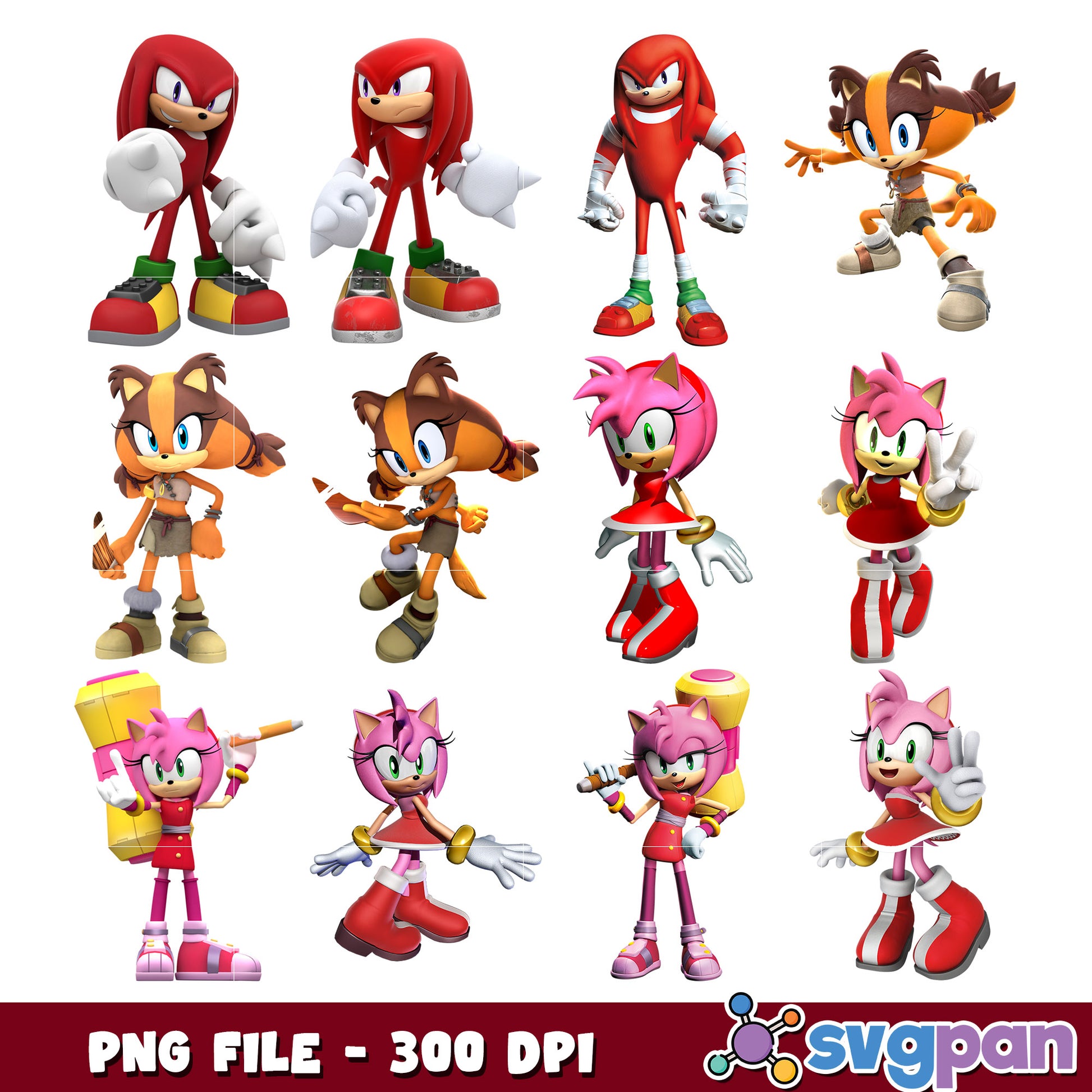 Sonic Boom Characters PNG Bundle 300 DPI
