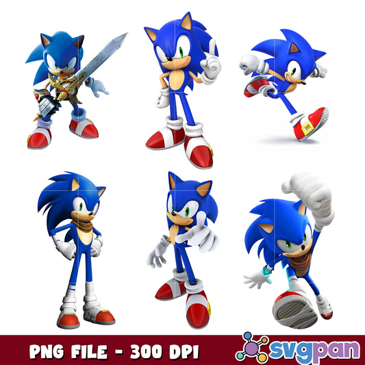 Sonic Character Bundle PNG File for Creative Use