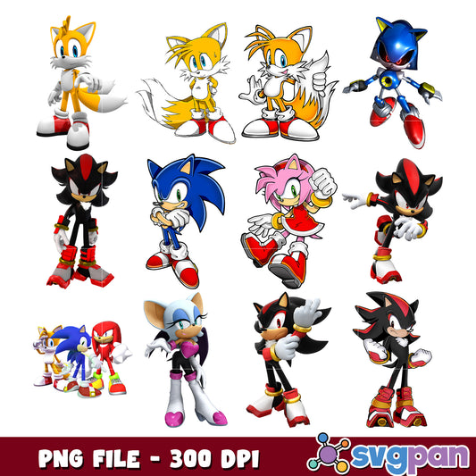 Sonic Character Bundle PNG Files for Creatives