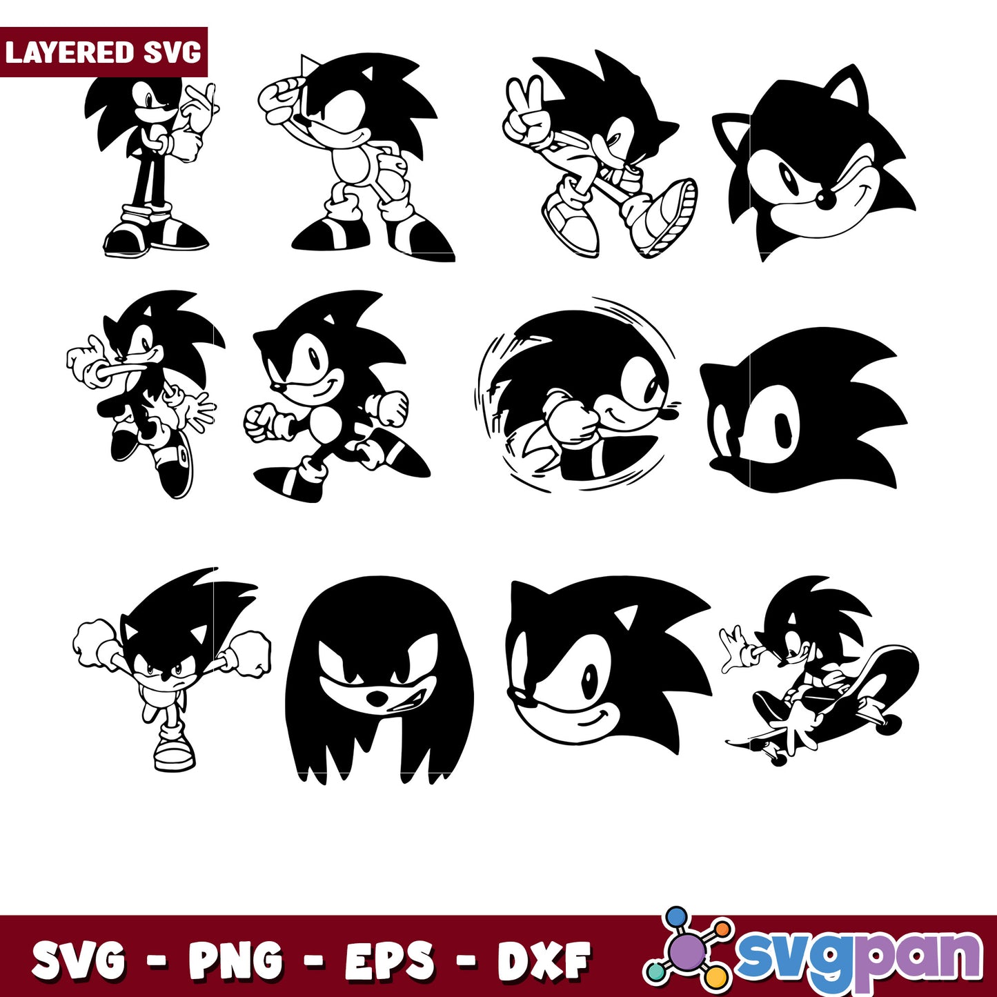 Sonic Character Bundle SVG Cut Files for Crafts