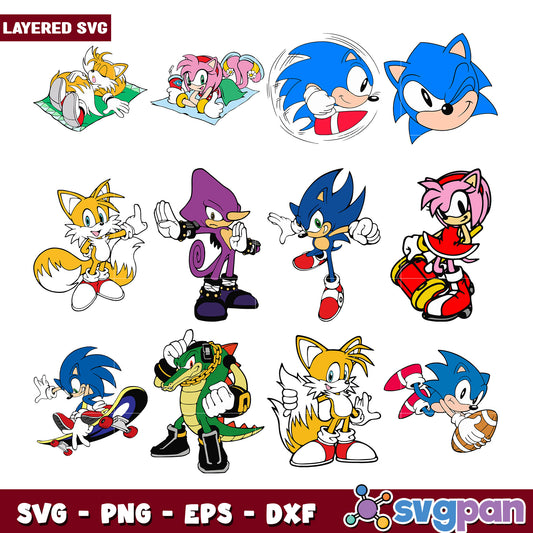 Sonic Character Bundle SVG Layered Designs Download