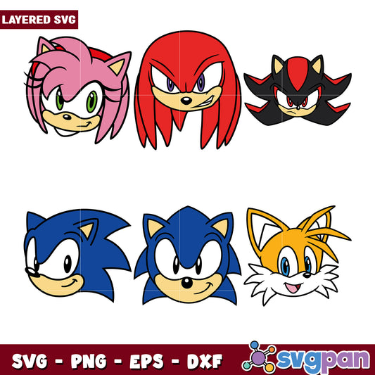 Sonic Character Bundle SVG for Craft Projects
