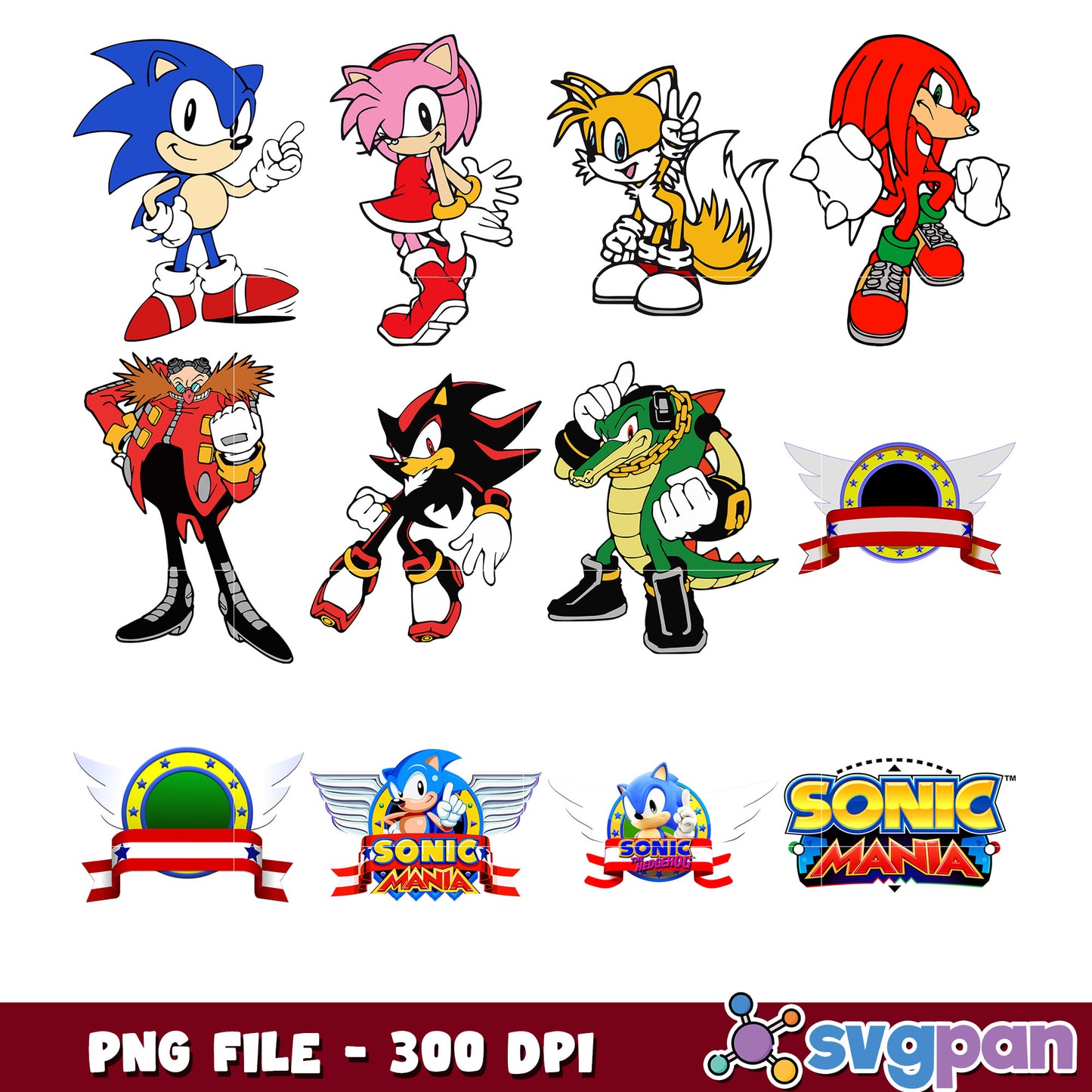 Sonic Mania Characters PNG Bundle 300 DPI