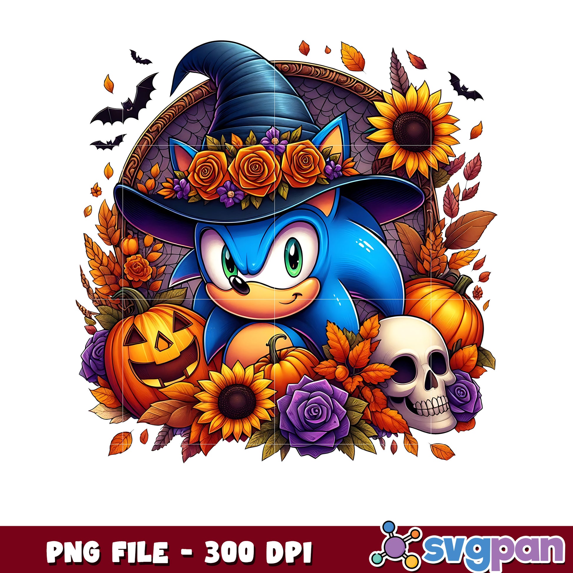Sonic halloween flowers png, cartoon characters png, halloween png