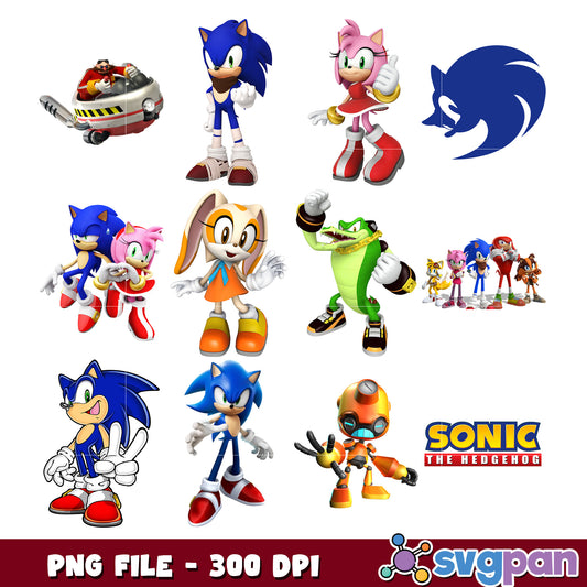 Sonic the Hedgehog Character Bundle PNG File 300 DPI