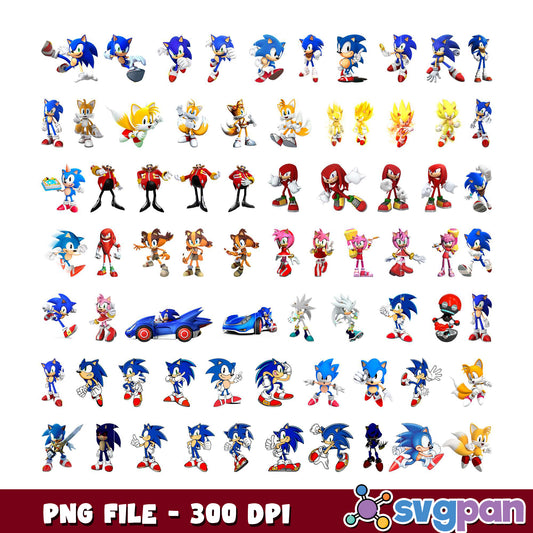 Sonic the Hedgehog Character Bundle PNG Images 300 DPI