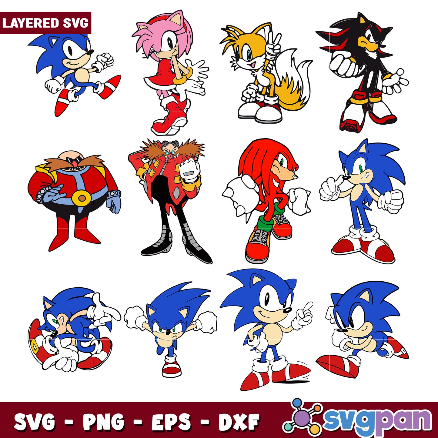 Sonic the Hedgehog Character Bundle SVG Design Pack