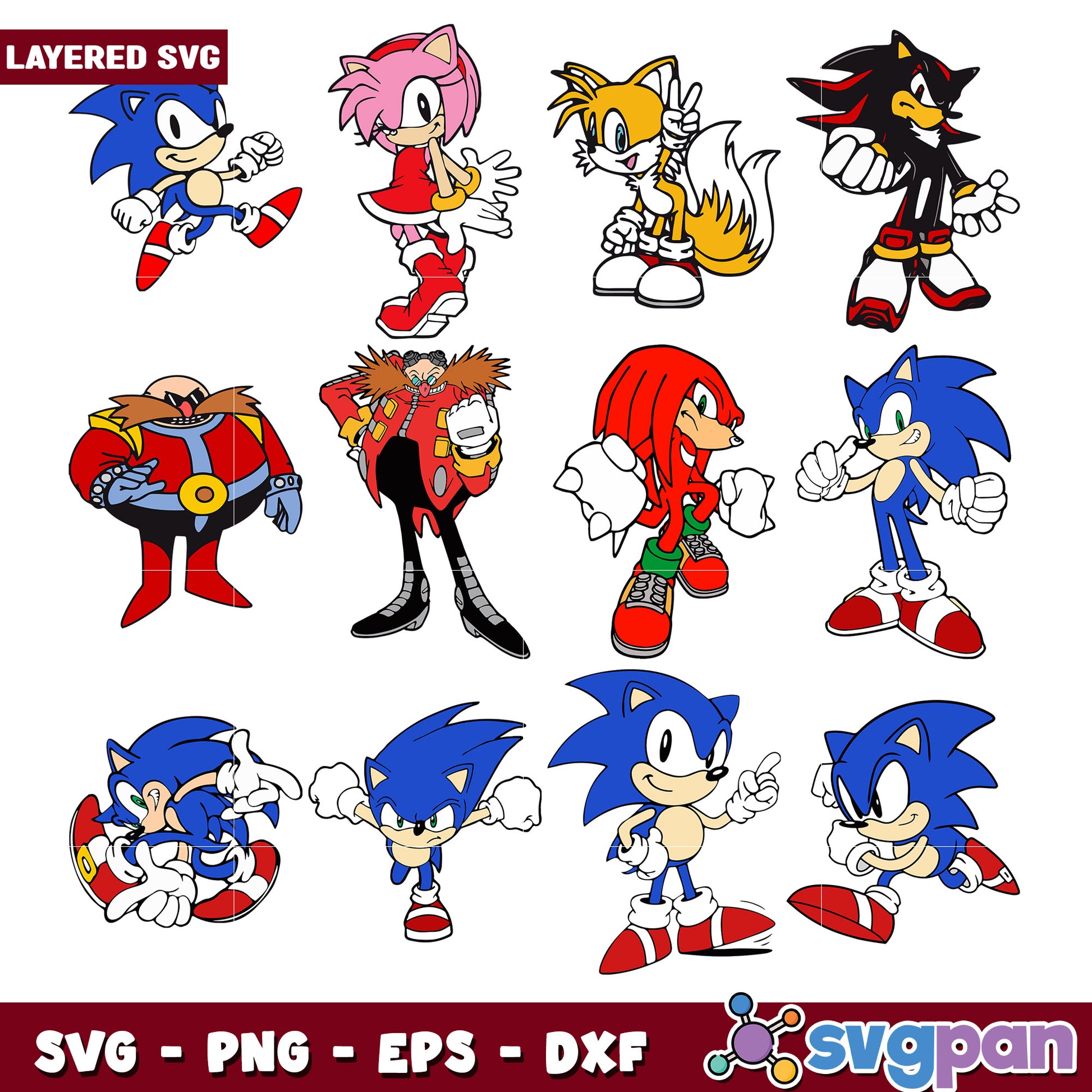 Sonic the Hedgehog Character Bundle SVG Design Pack