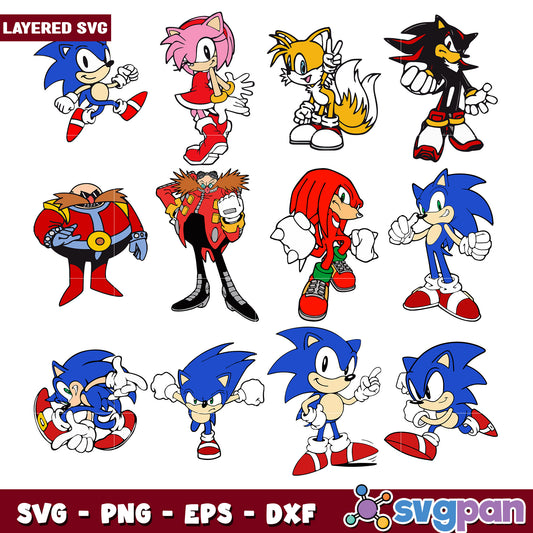 Sonic the Hedgehog Character Bundle SVG Design Pack