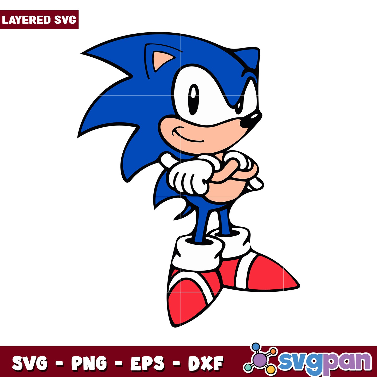 Sonic the Hedgehog Layered SVG Design, High Quality File Formats Available