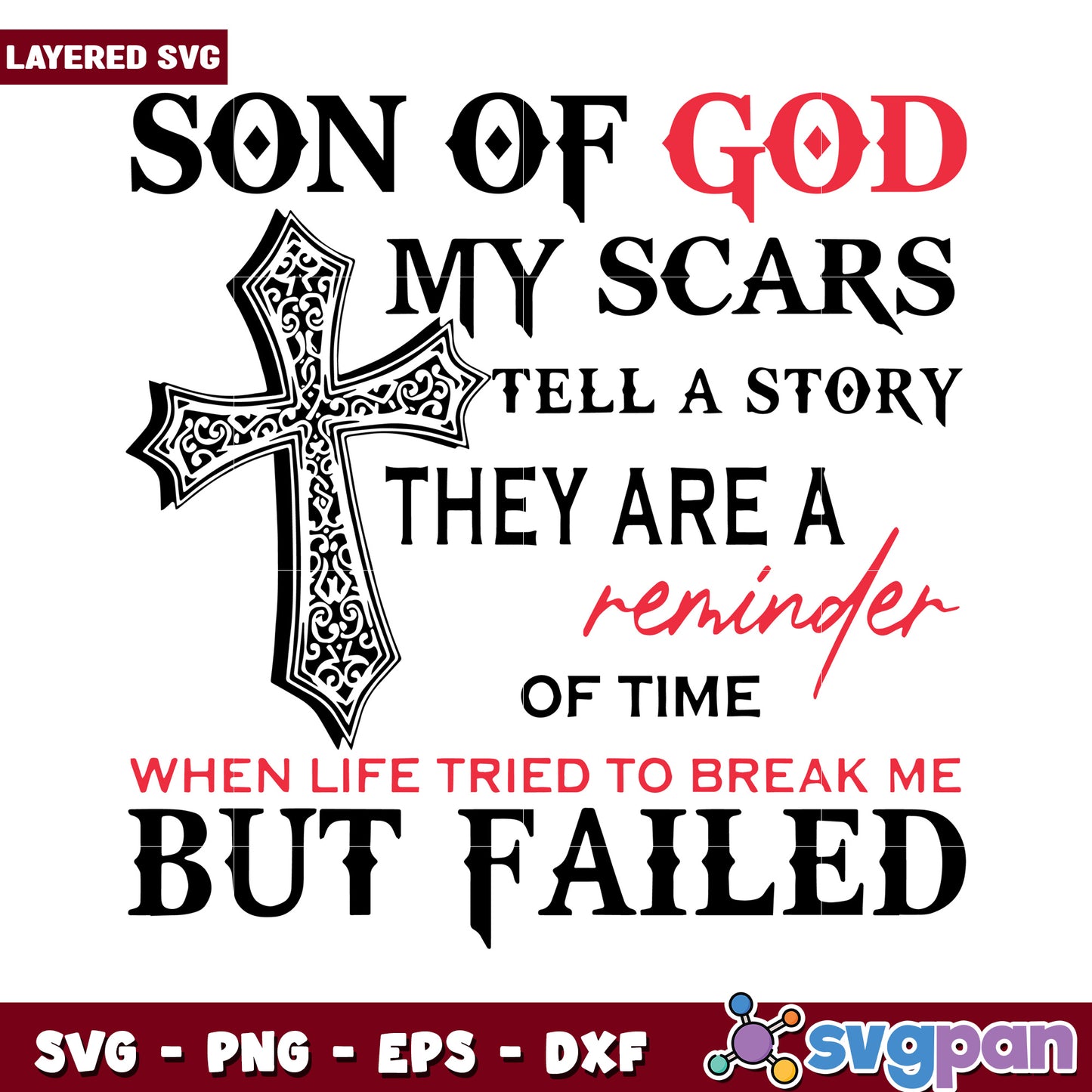 Son of God layered SVG design for faith and resilience, it tells a story