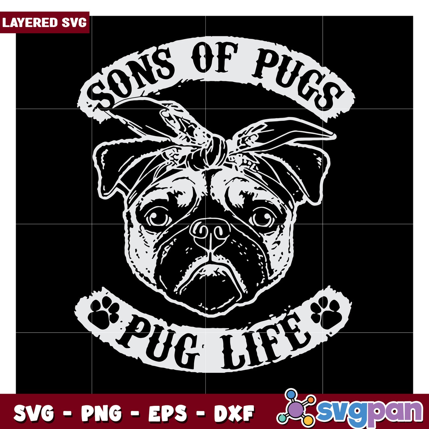 Sons of Pugs design for dog lovers, perfect for crafts and gifts