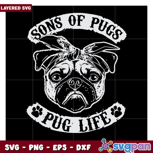 Sons of Pugs design for dog lovers, perfect for crafts and gifts