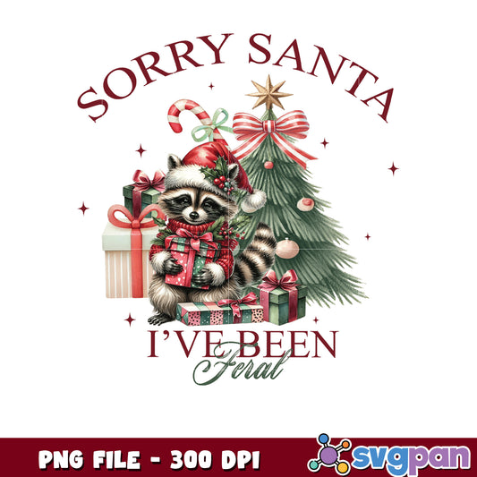 Sorry santa racoon png, christmas tree png, winters​ png