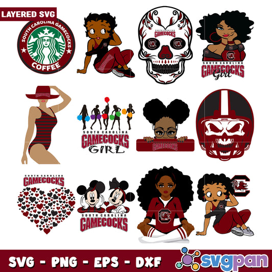 South Carolina Gamecocks Bundle Layered SVG Designs