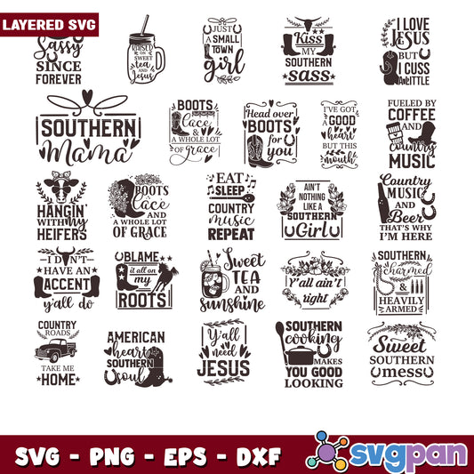 Southern Sayings Bundle SVG for Creative Projects