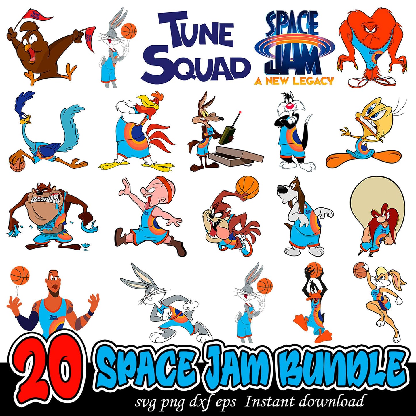 Space Jam Bundle 20 SVG Designs for Instant Download