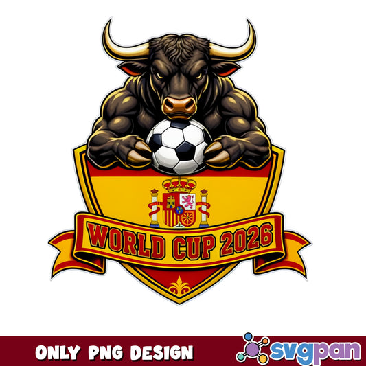 Spain World Cup 2026 PNG, Soccer Bull Spain Flag PNG, Football PNG