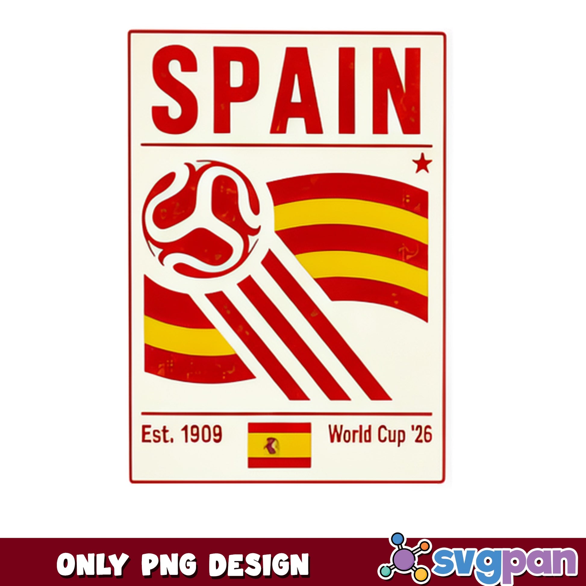 Spain World Cup 2026 PNG, Spain Soccer Flag Design, Football PNG