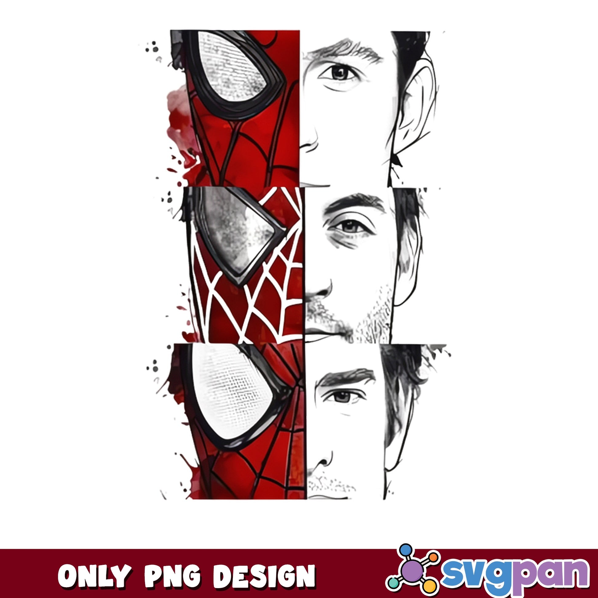 Spider-Man Three Versions Split Face PNG, Marvel PNG, Superhero PNG