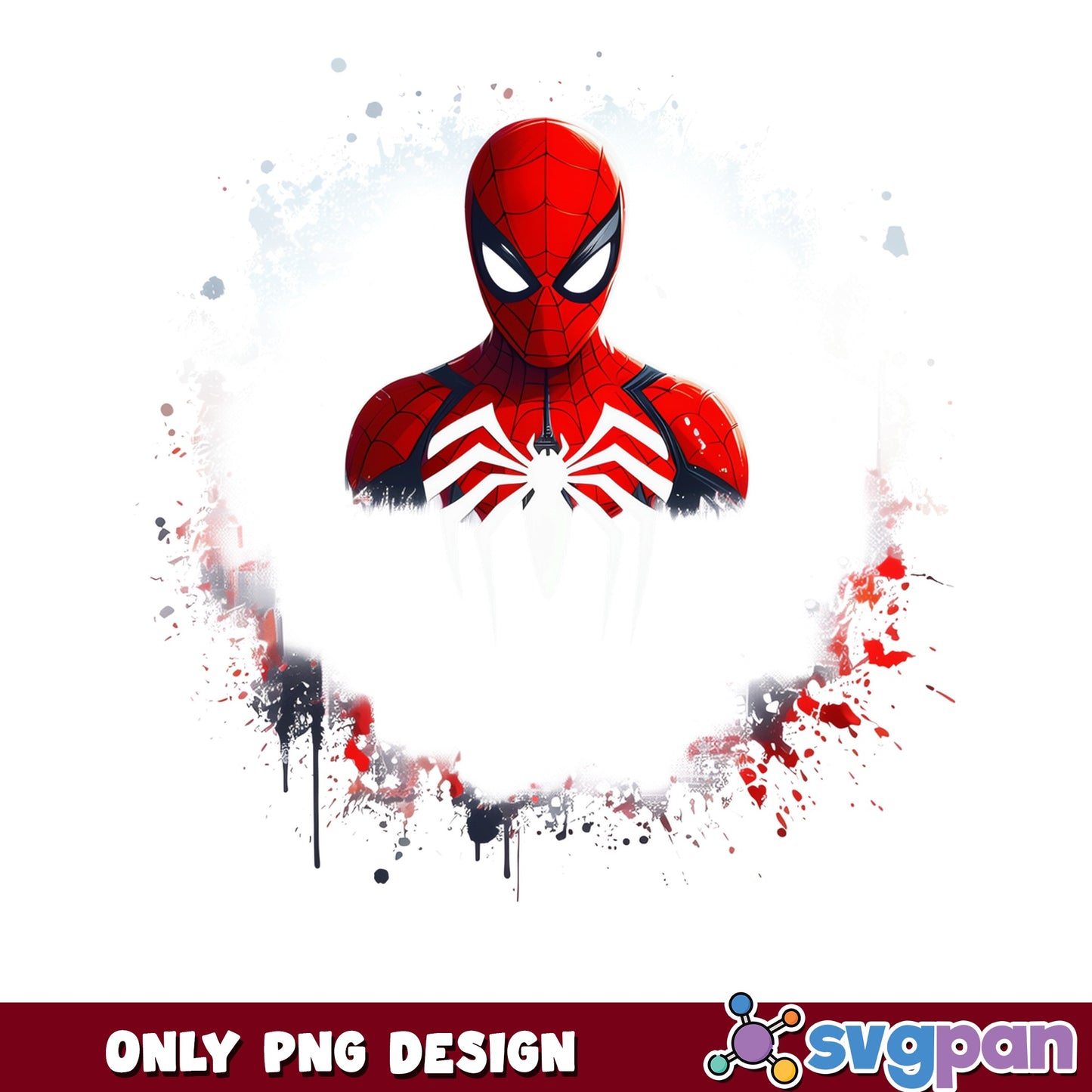 Spider-Man Watercolor Splatter Frame PNG, Marvel PNG, Superhero PNG