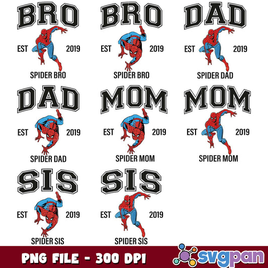 Spider Family PNG Bundle Mom, Dad, Bro, Sis