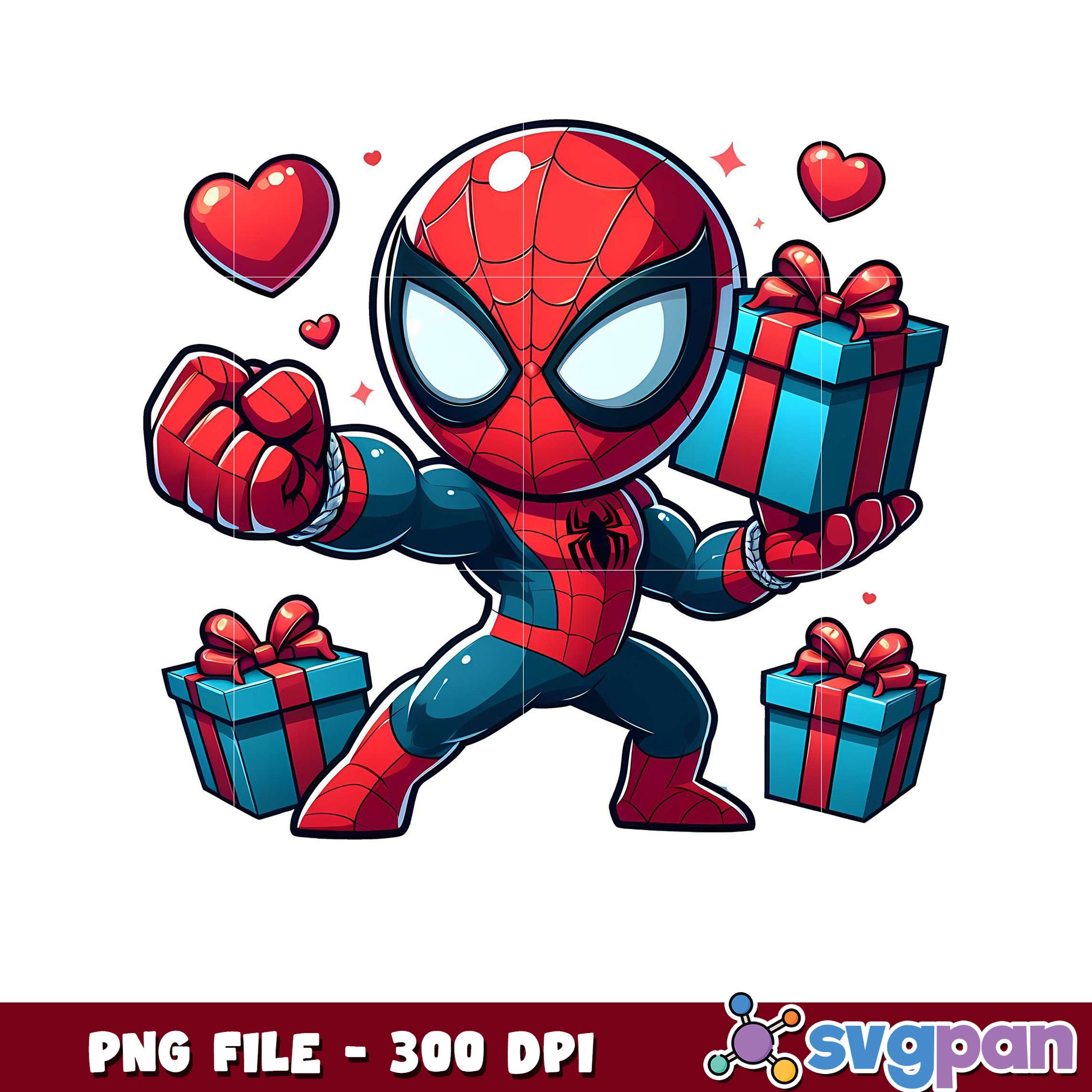 Spider Hero Cartoon Design with Gifts, Perfect for Kids