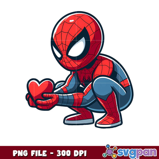 Spider Hero Holding Heart PNG Download 300 DPI Quality