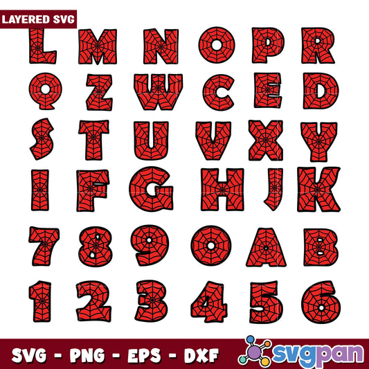 Spider Web Alphabet Bundle SVG Files for Crafts