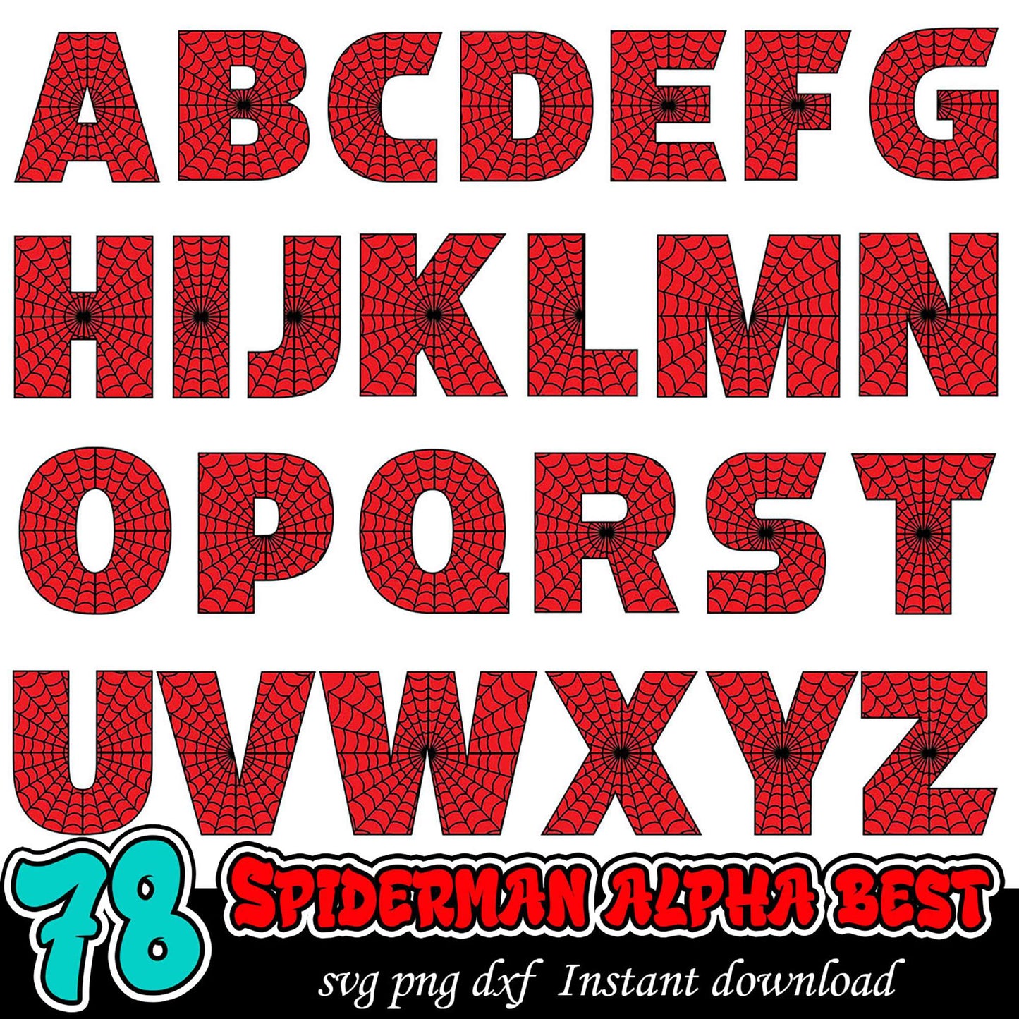 Spiderman Alphabet SVG Bundle