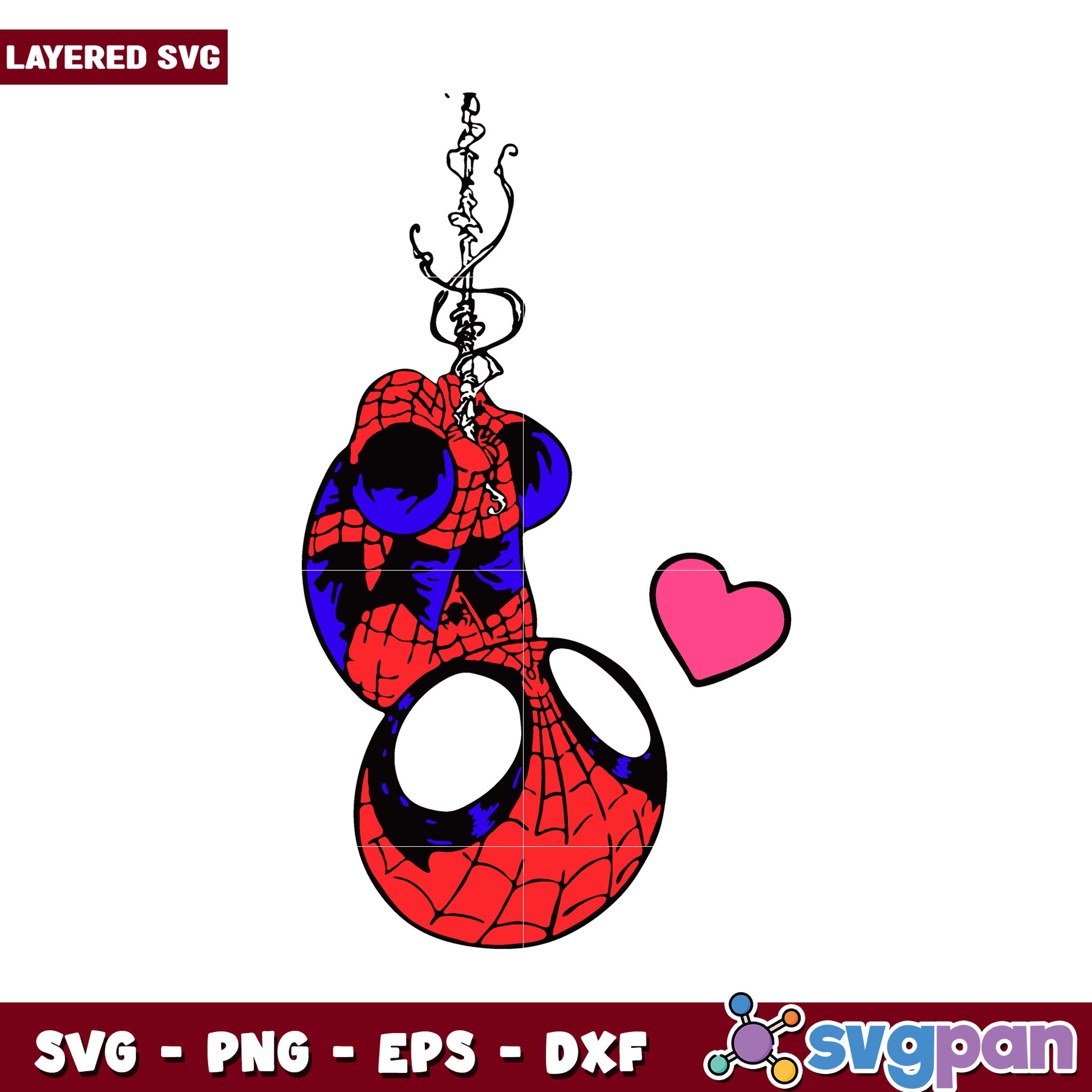 Spiderman SVG design for crafts, layered graphic for printing