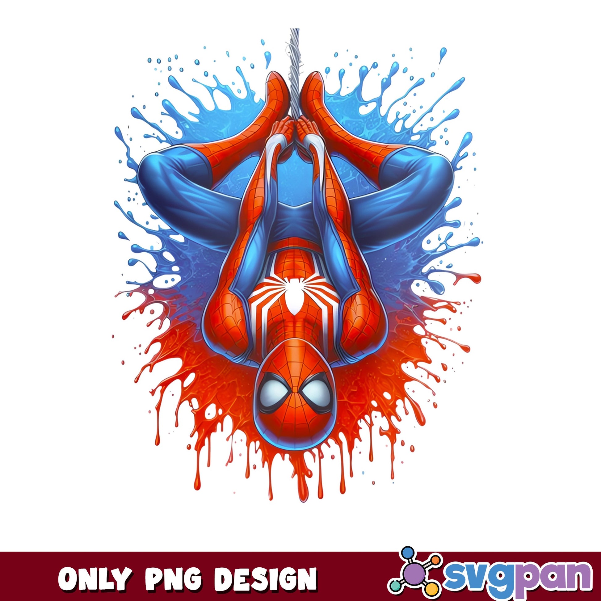 Spiderman Hanging Upside Down PNG, Marvel Superhero PNG, Spider-Man PNG