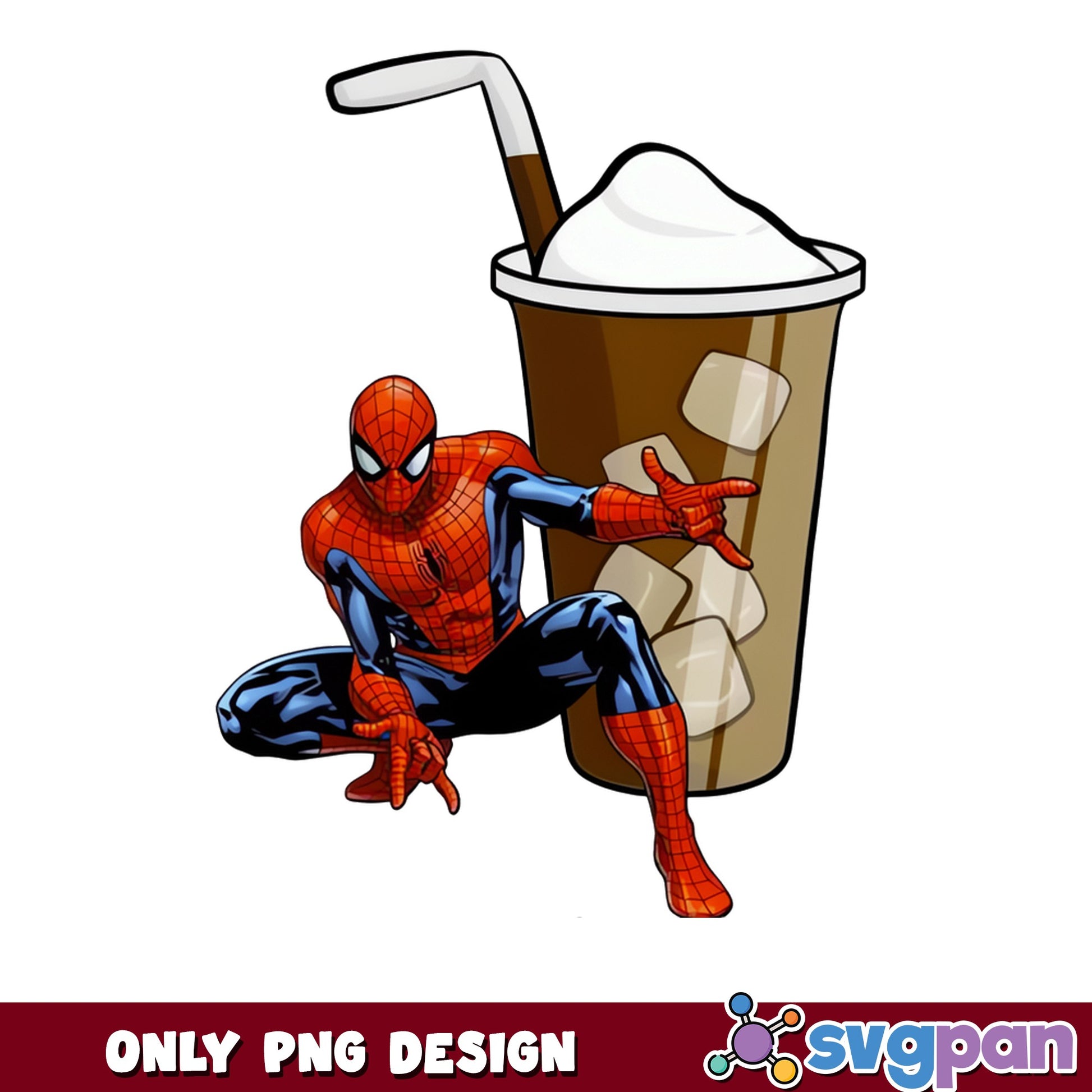 Spiderman Iced Coffee PNG, Marvel Superhero PNG, Coffee Lover PNG