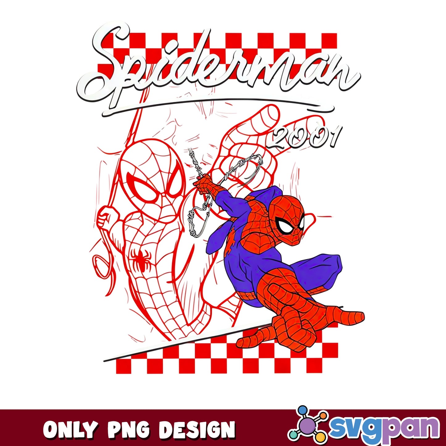 Spiderman Vintage Checkered PNG, Marvel Comics PNG, Superhero PNG