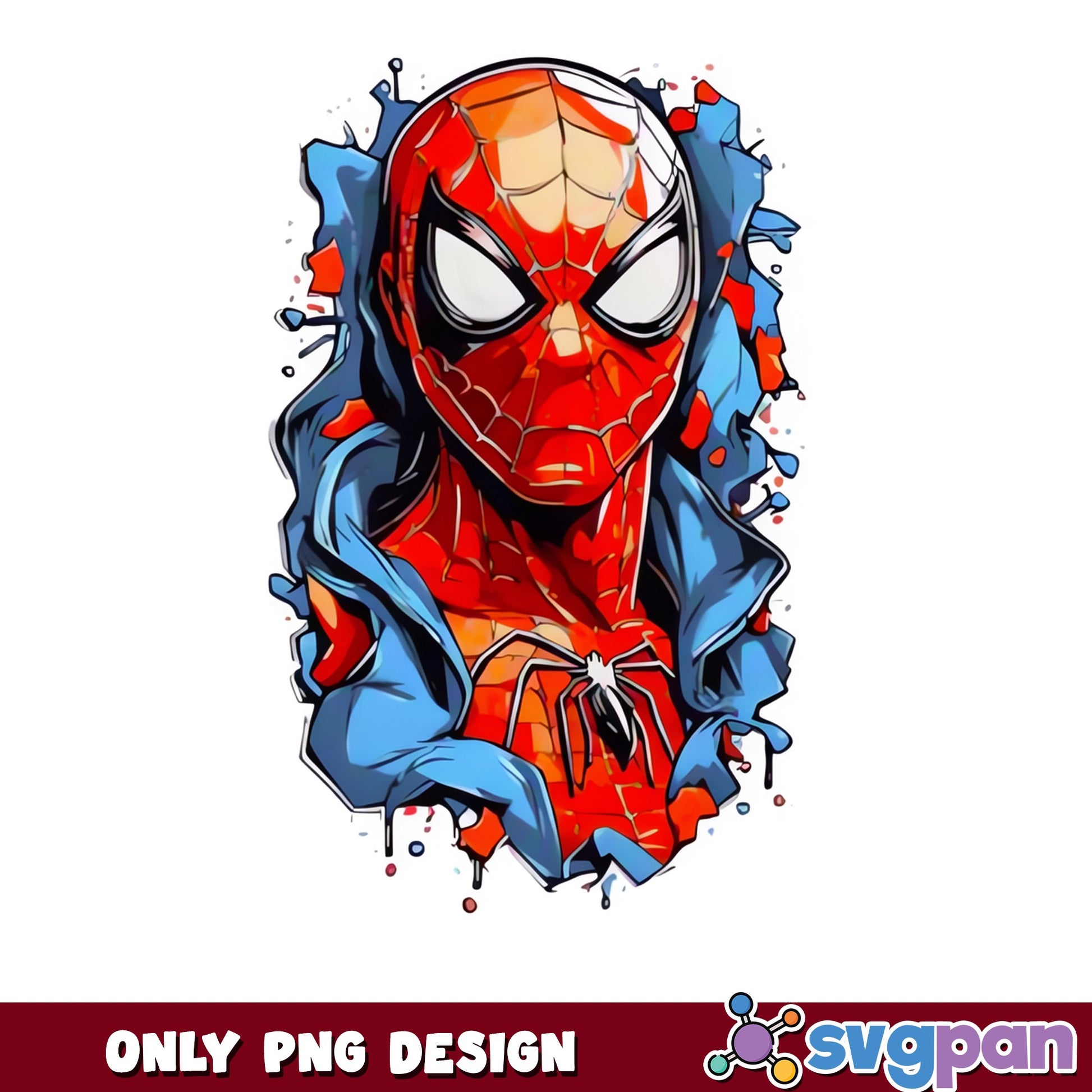 Spiderman Watercolor Breaking Wall PNG, Marvel PNG, Superhero PNG