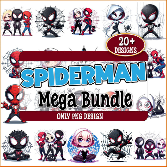 Spiderman chibi art png bundle