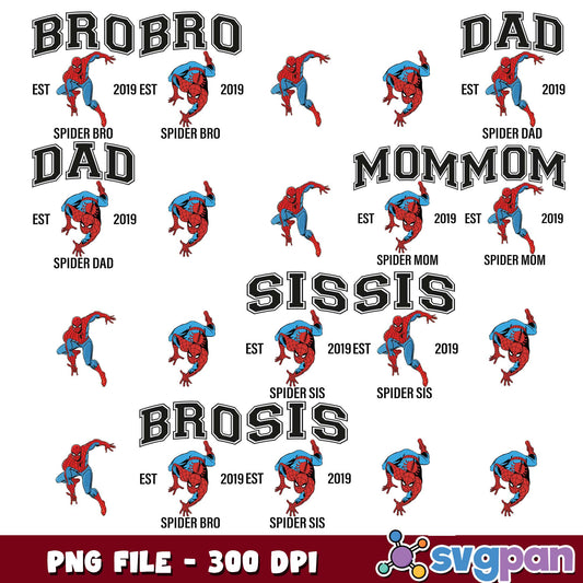 Spider man family design png bundle