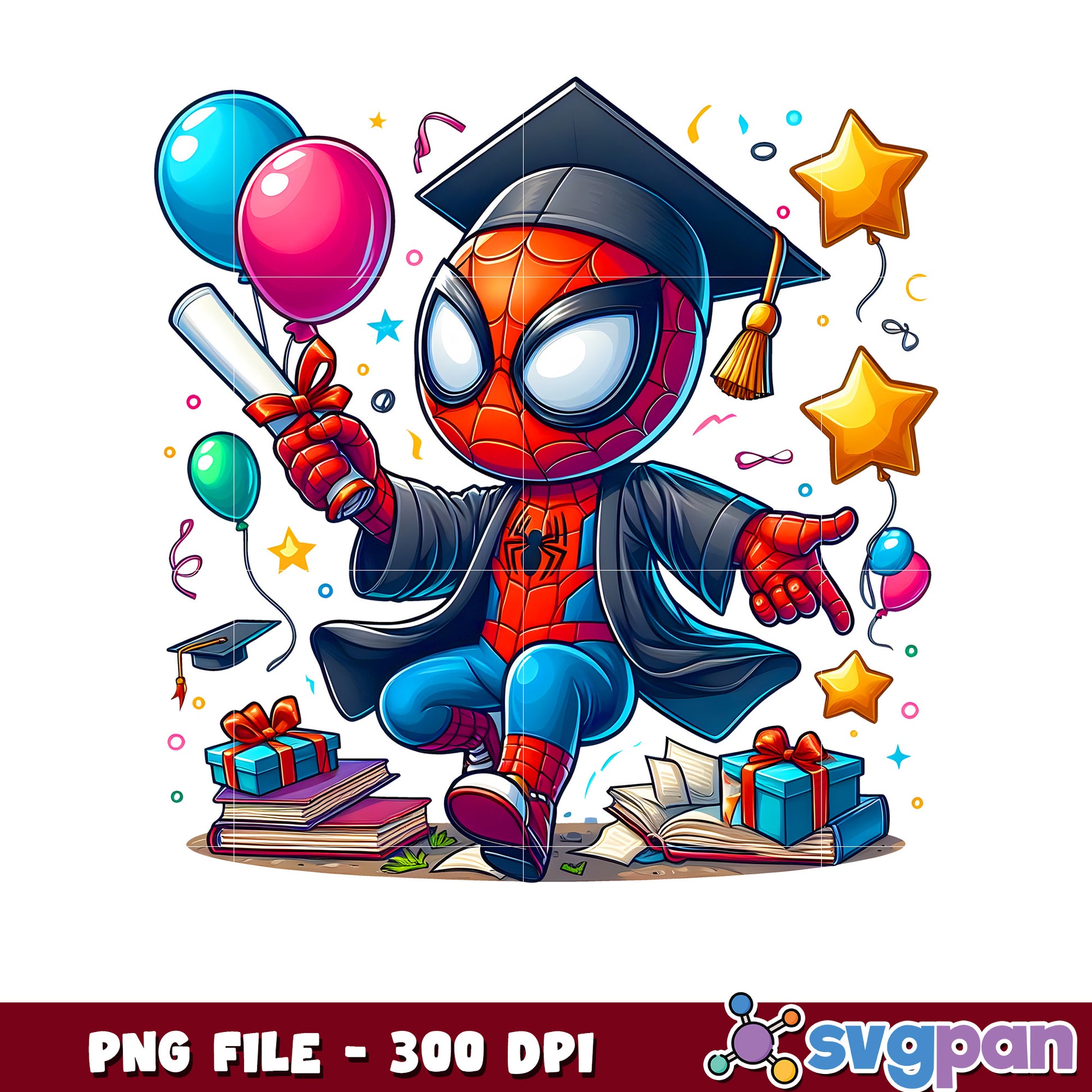 Spiderman gift graduation png, spiderman png, graduate png