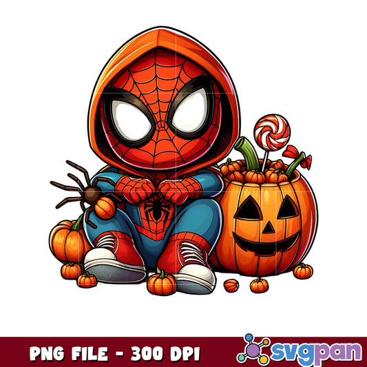 Spiderman halloween png, spooky season png, halloween pajamas png