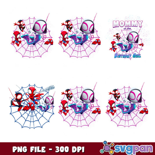 Spidey mommy of the birthday girl png bundle