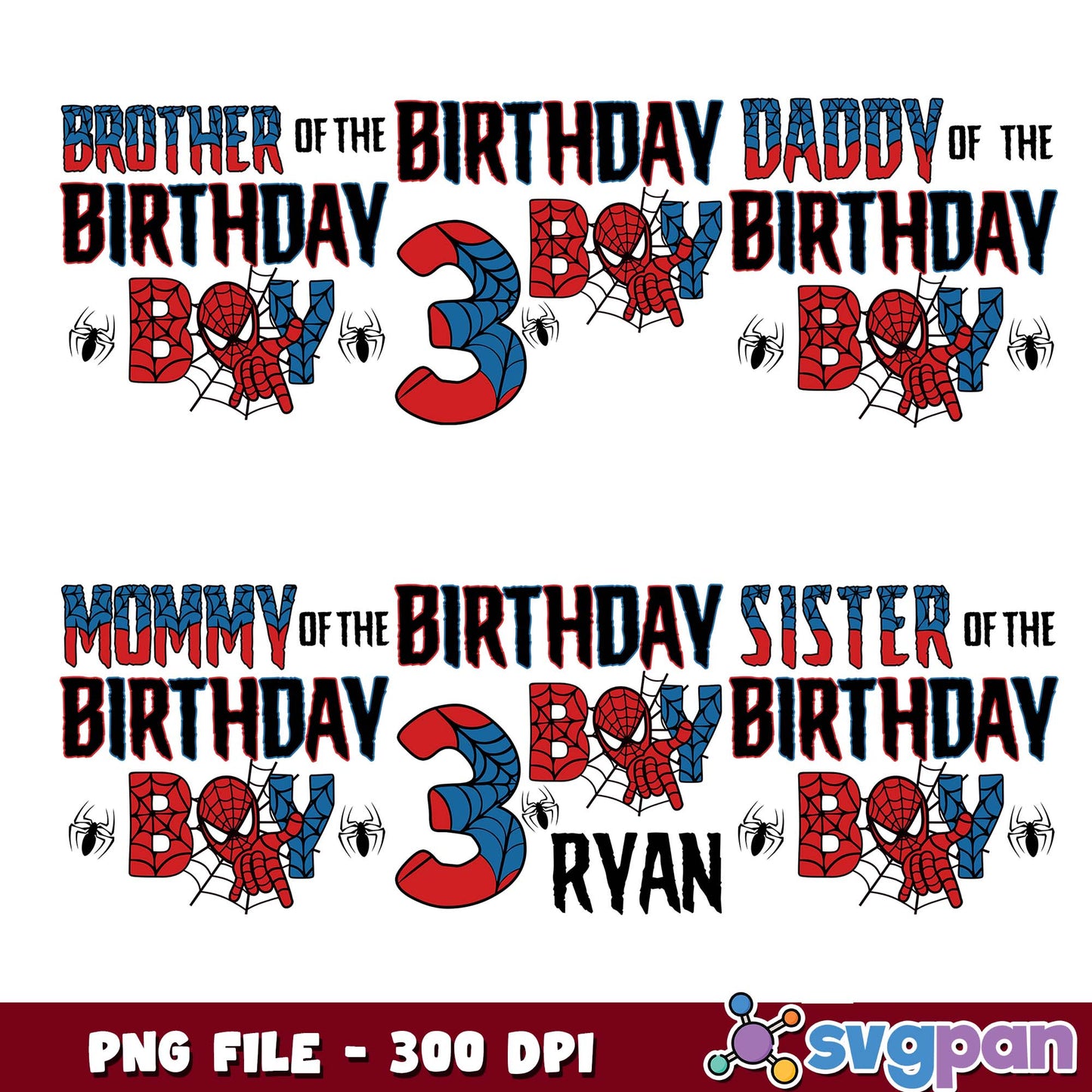 Spidey name of the birthday boy png bundle