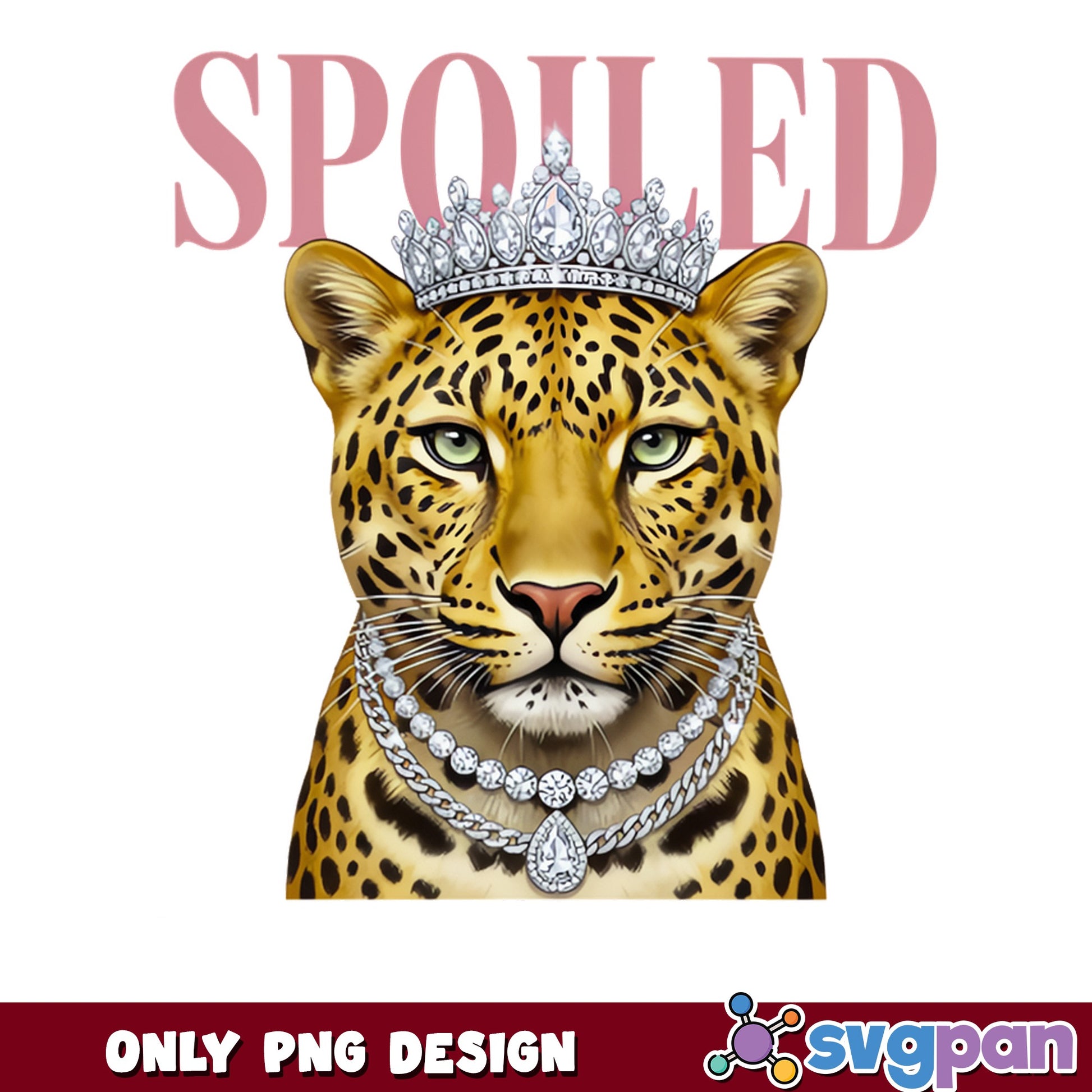 Spoiled Leopard Queen PNG, Wild Cat Crown Tiara PNG, Sassy Animal PNG
