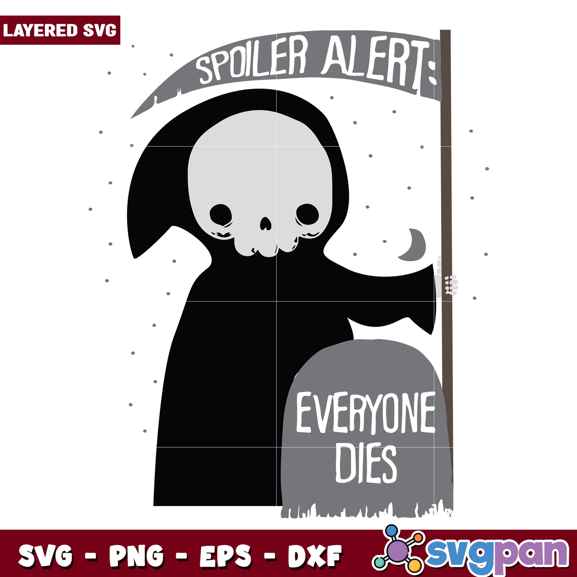 Spoiler alert everyone dies svg, funny halloween svg, spooky characters svg