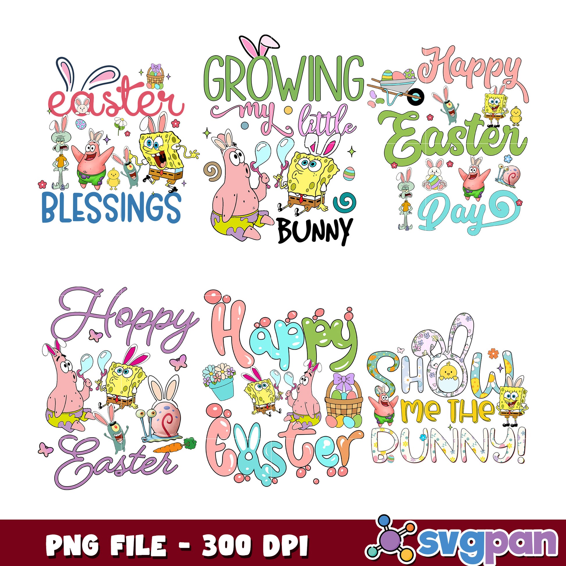 SpongeBob Easter PNG Bundle 300 DPI