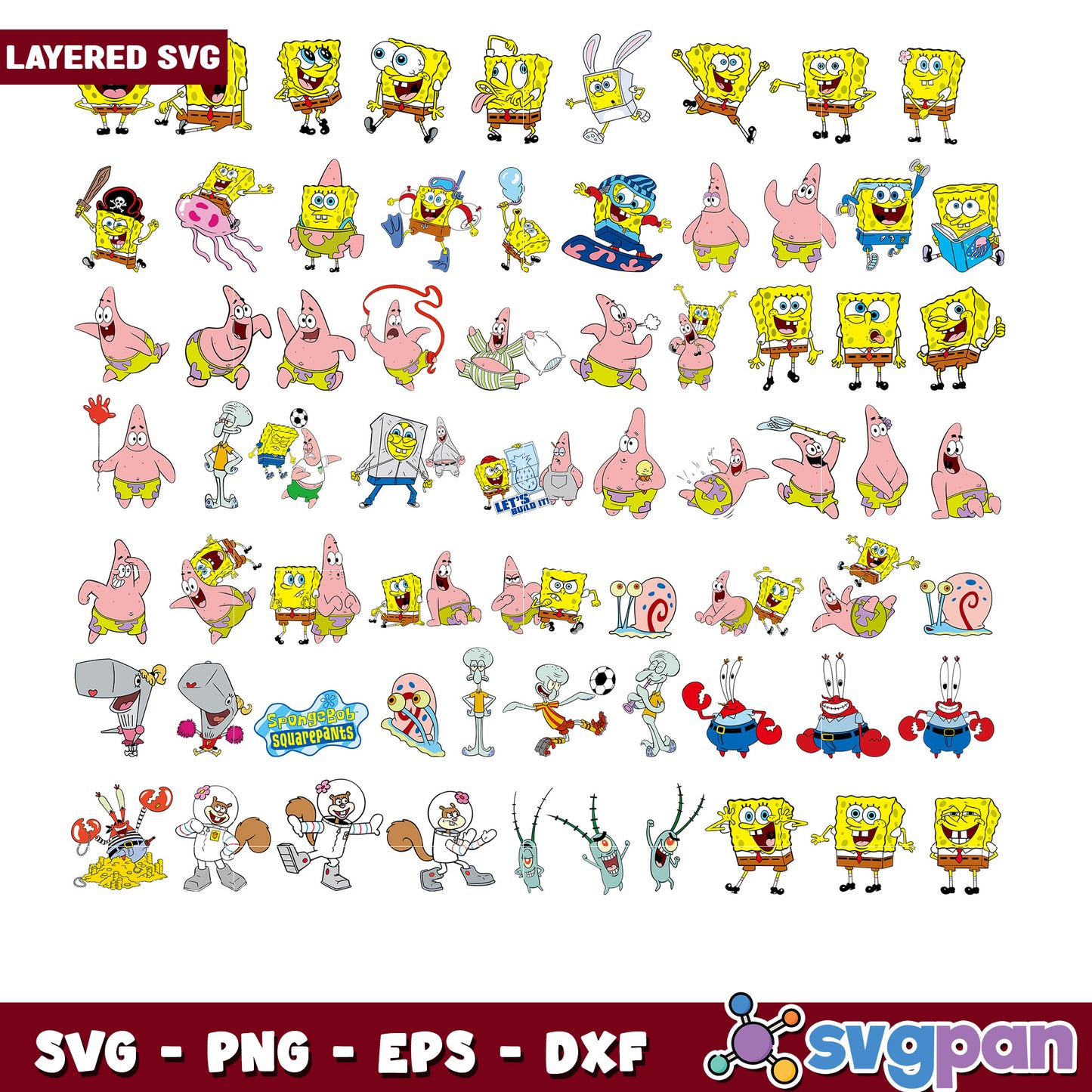 SpongeBob SquarePants Bundle SVG Cartoon Designs