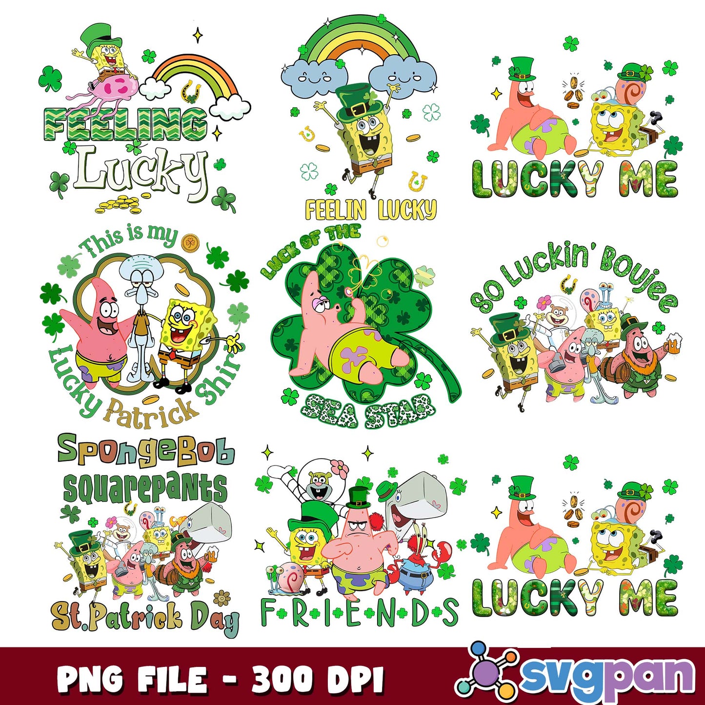 Sponge bob patrick day png bundle